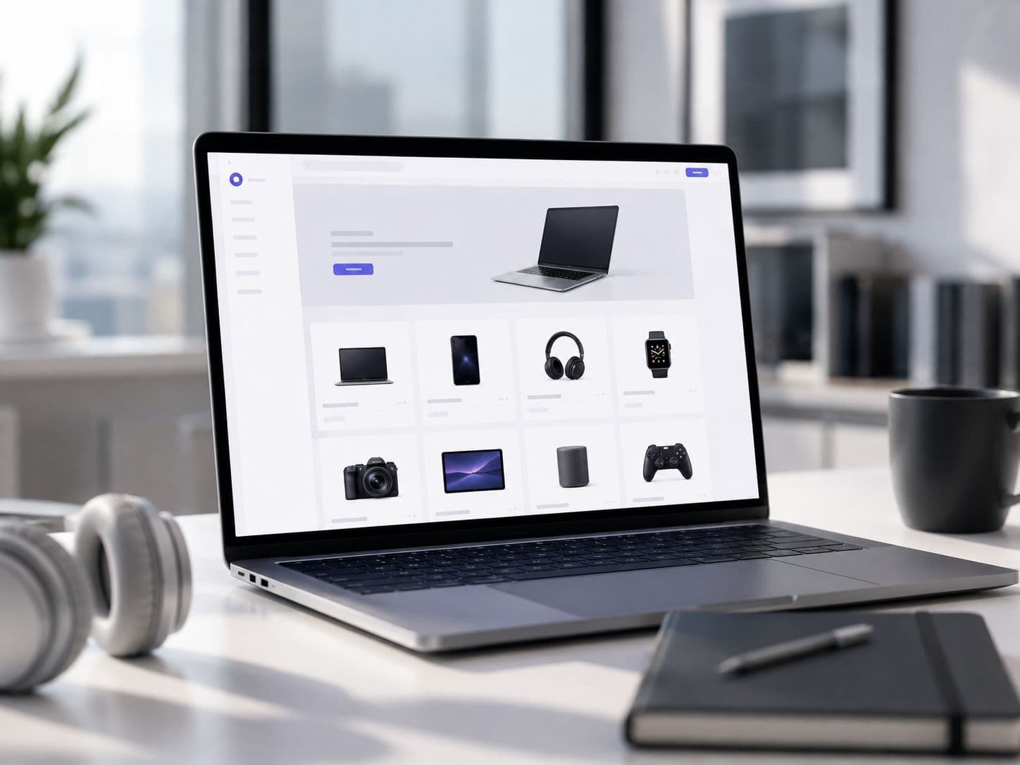 Aufgeräumte Darstellung des Corporate-Loyalty Vorteils-Shops auf einem Laptop